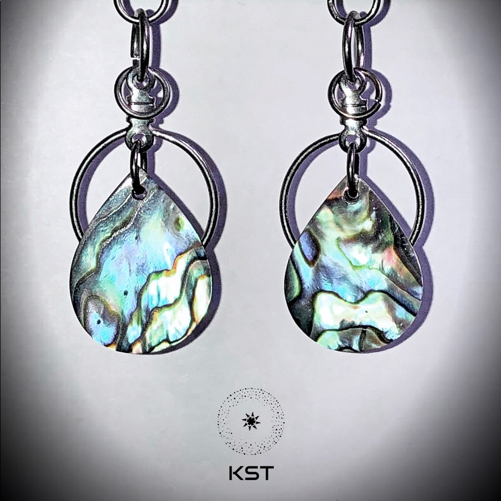 Abalone Shell & Hoop Dangle Earrings